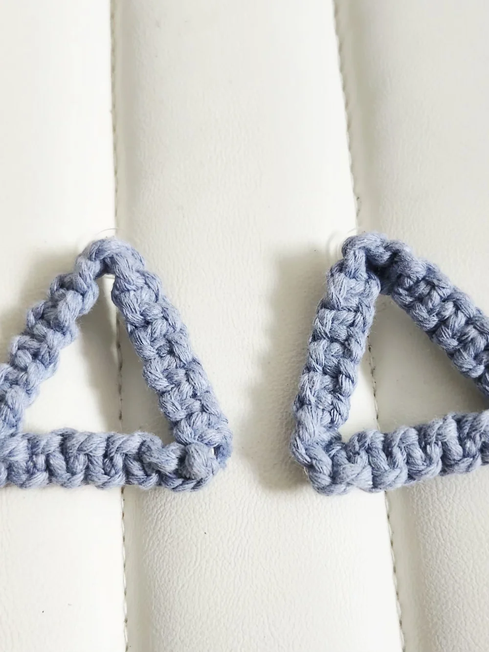 Macrame Earrings - Triangle Light Blue